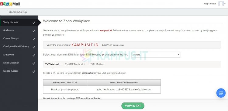 Cara membuat email pribadi dengan email hosting Zoho 